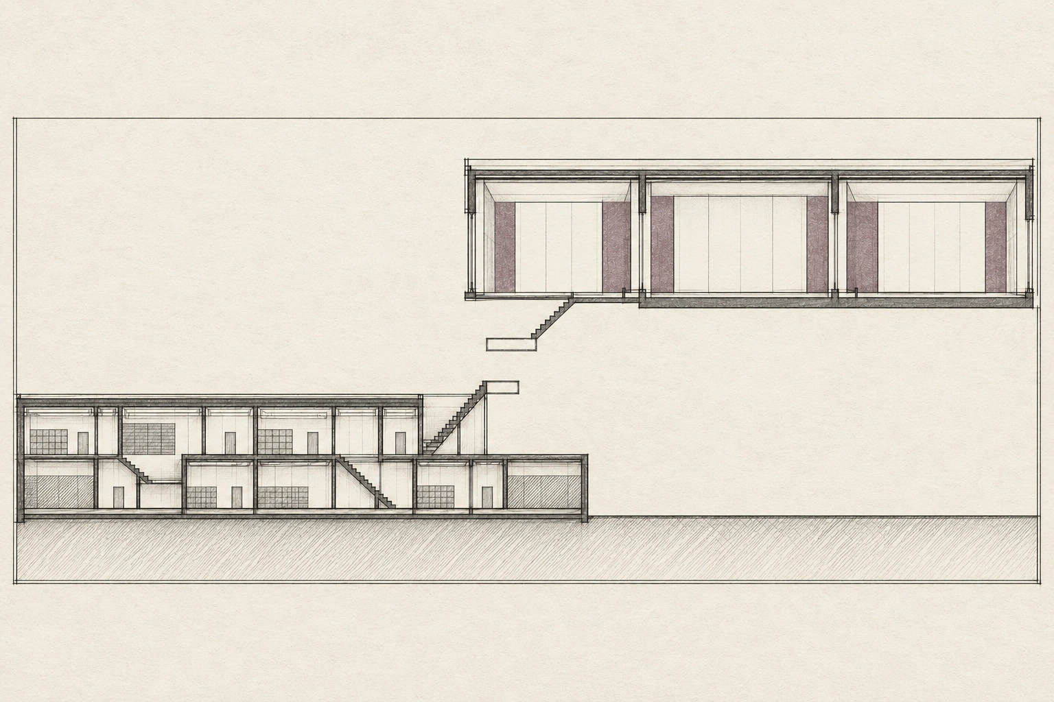 An architectural illustration shows a gap between operational workspaces and an upper decision-making level.